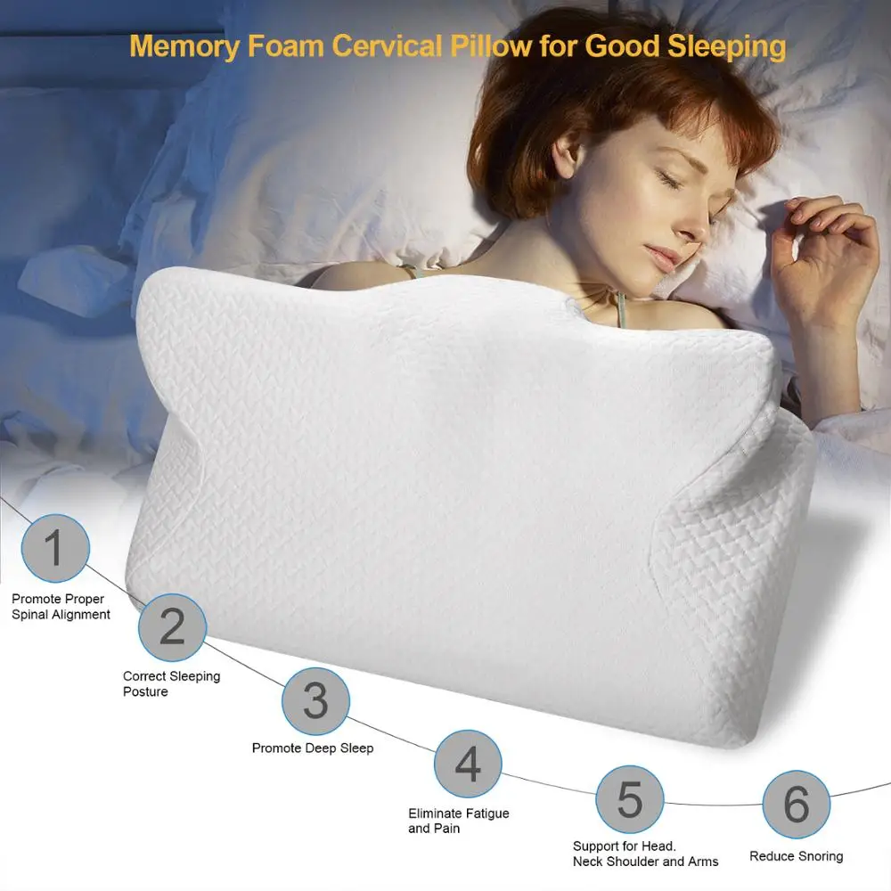 CPAP Pillow|Memory Foam Neck Pillow|Massage Ergonomic Anti-snoring Sleeping Pillow Aid Bedding Supplies with Pillowcase