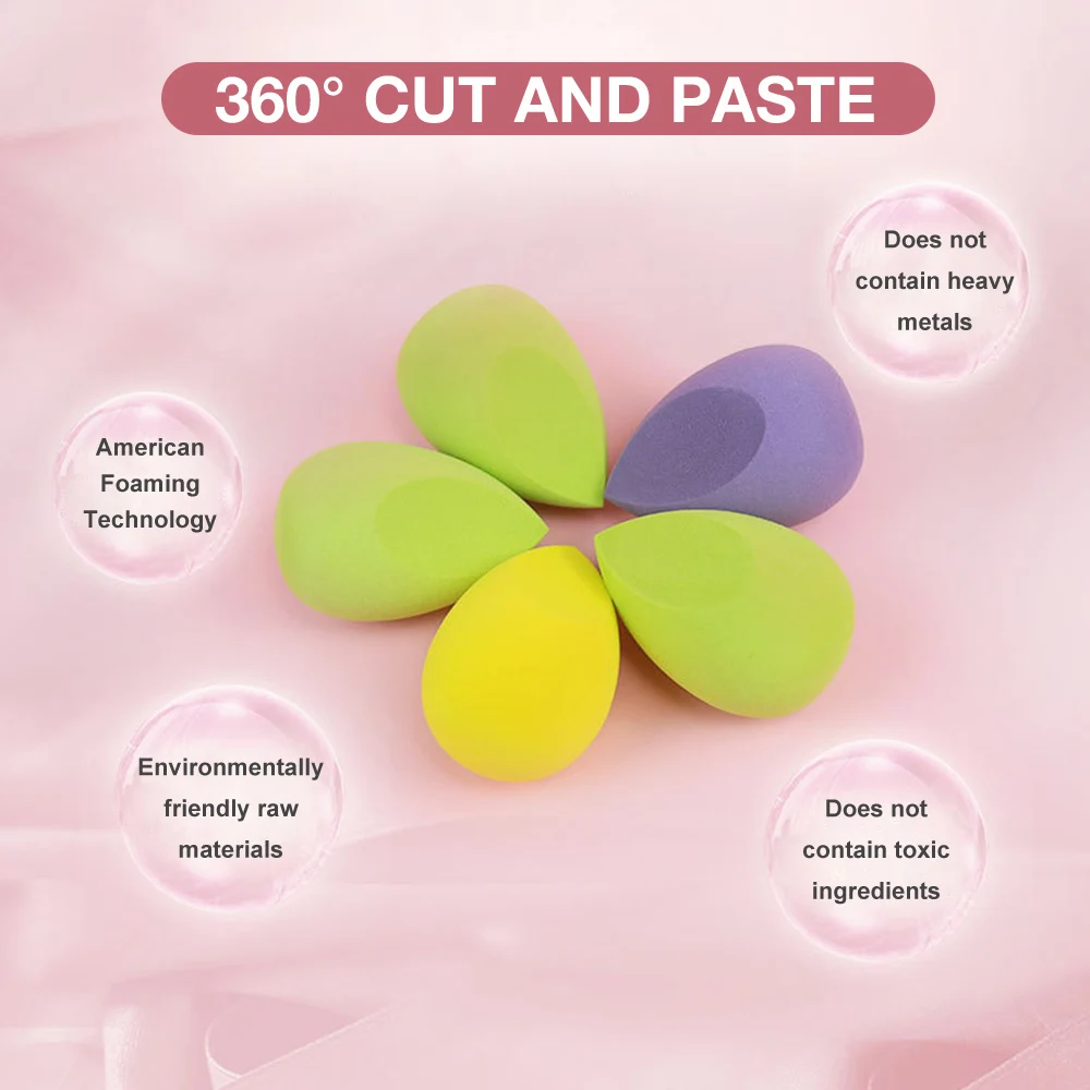 

new4 Pcs Makeup Sponge Puff Beauty Egg Face Foundation Powder Cream Sponges Cosmetic Puff Powder Puff Makeup Tool Women's Beauty