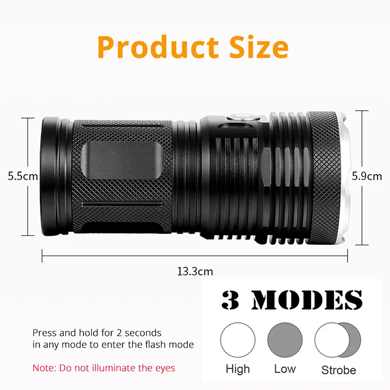72000Lums мощный светодиодный фонарик T6 Вспышка водонепроницаемый прожектор