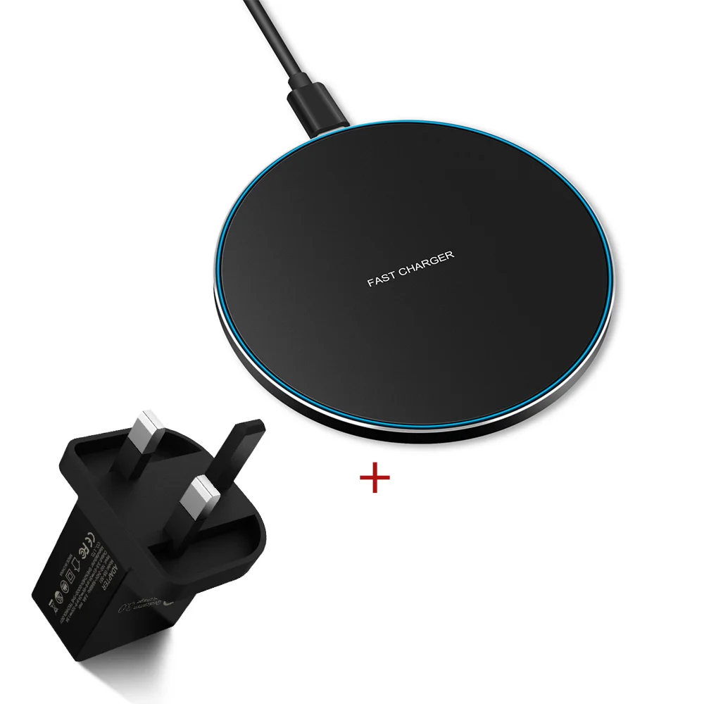 Black UK Plug 15 Вт Qi Беспроводное зарядное устройство для Iphone 11 Pro Max XR XS MAX samsung S10 S9 Note 10 huawei P30 Pro быстрый беспроводной зарядный блок - Тип штекера: Black UK Plug