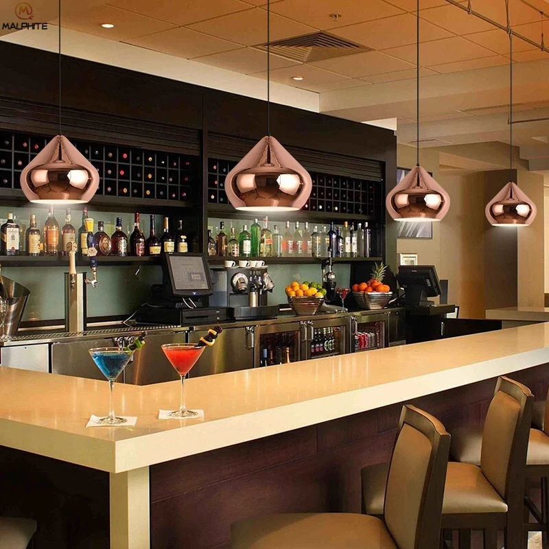 Скандинавский железный подвесной светильник цвета розового золота современные