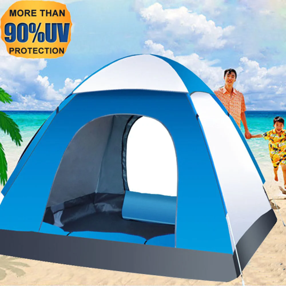 

3-4 Person Automatic Folding Tents Family Tents Beach Tent Camping Double to Open Rejection (Green)