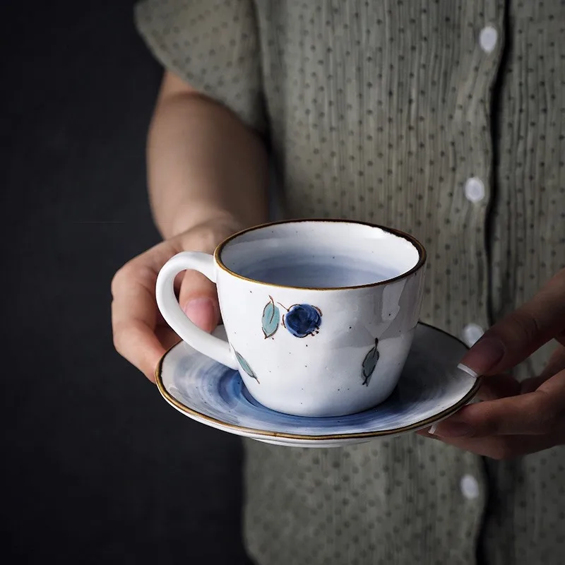 Керамическая кофейная чашка в простом стиле набор блюдце с ложкой китайские