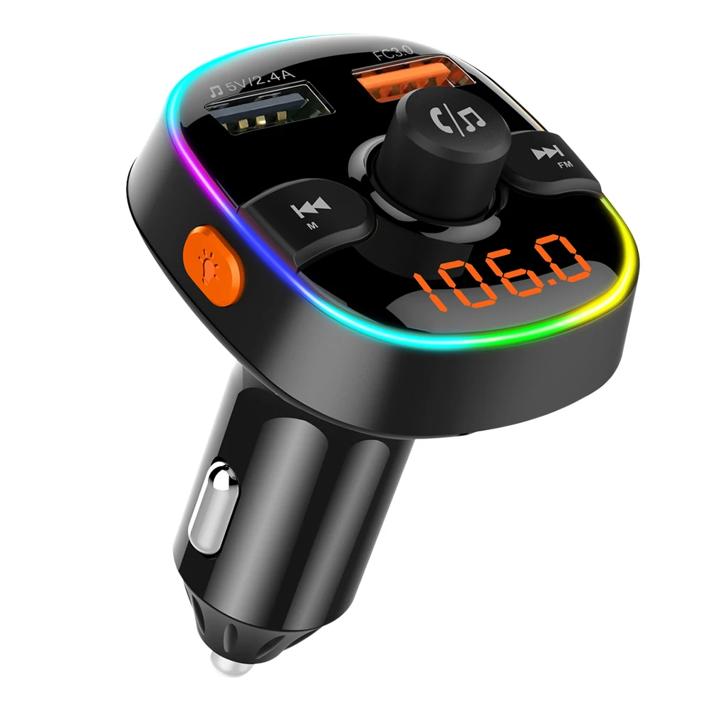 Автомобильный FM-передатчик Bluetooth 5 0 беспроводной с двумя USB-портами функцией