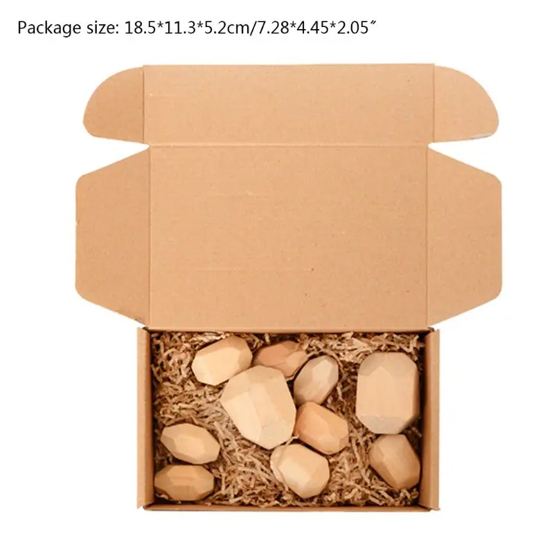 

OOTDTY 10/11 Pcs Children Wooden Colored Stone Stacking Game Building Block Kids Creative Educational Puzzle Toys