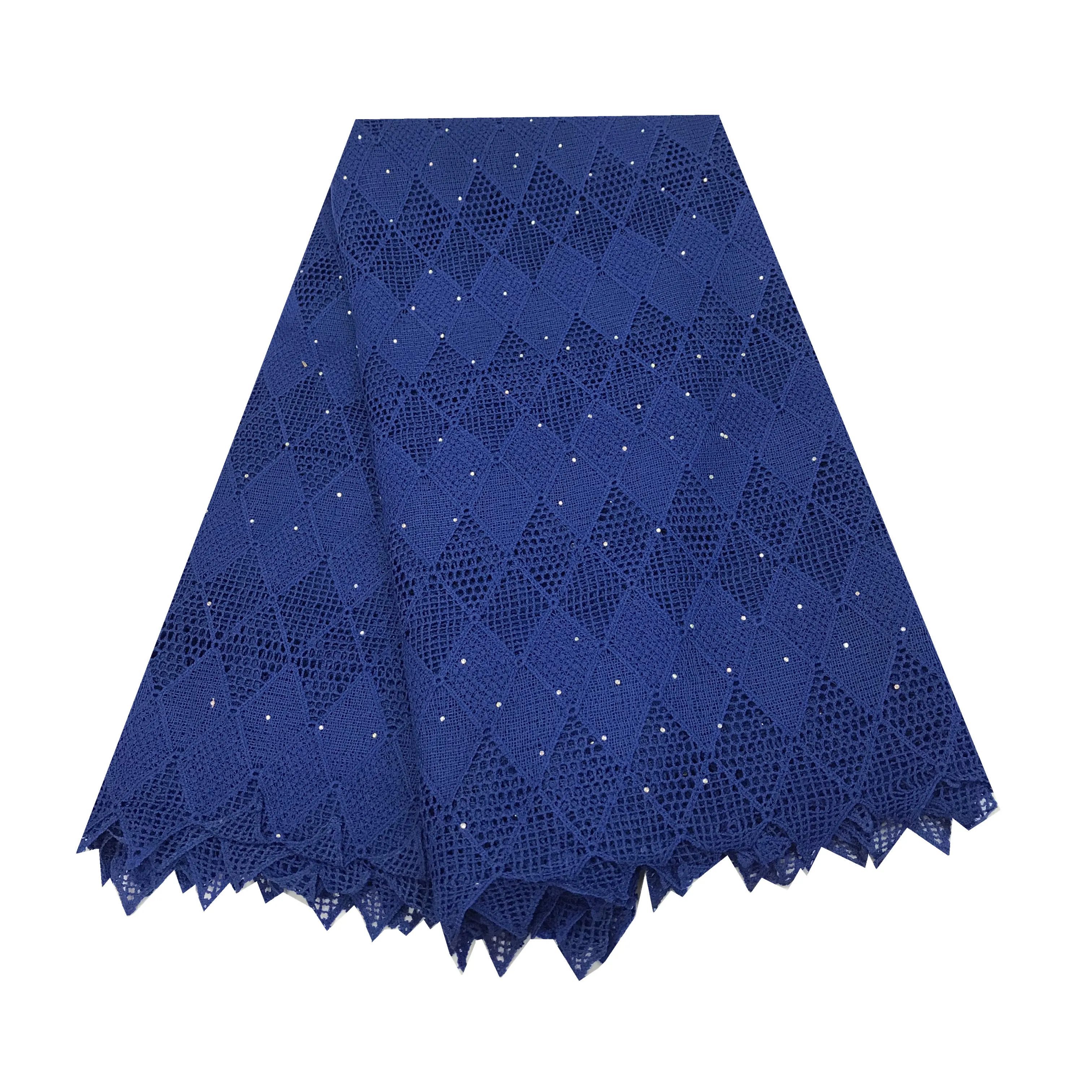 Темно-фиолетовая 100% хлопчатобумажная швейцарская вуаль кружевная ткань Стразы