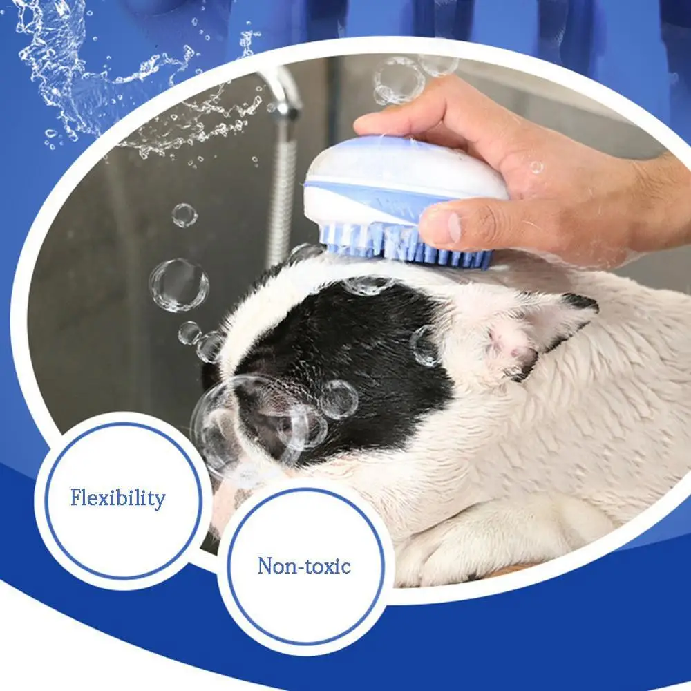 Pet Soft Silicone Multifunction Brush Cleaning Massage Dog Cat Shampoo Dispenser Scrubber |