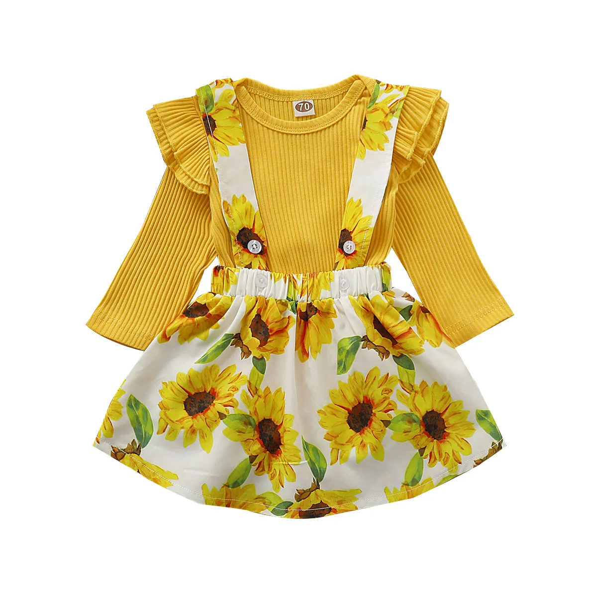 Осенняя трикотажная рубашка с длинным рукавом и юбкой в виде