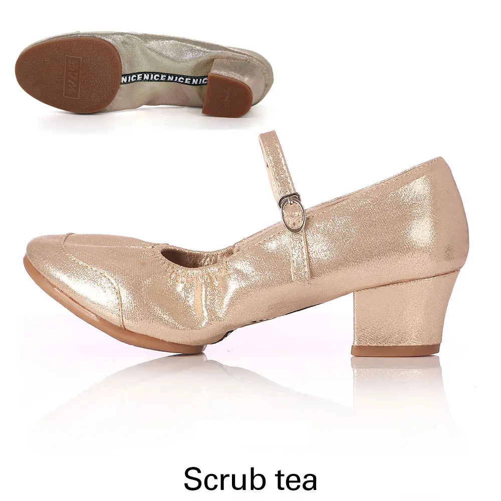Scrub tea Новинка; женская обувь для танцев на мягкой подошве; Современная женская обувь для сальсы; обувь для латинских танцев; обувь для танцев для женщин и девочек; обувь для джазовых танцев на квадратном каблуке - Цвет: Scrub tea