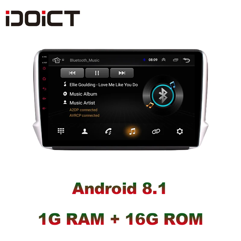Автомобильный DVD плеер IDOICT Android 8 1 GPS навигация Мультимедиа для peugeot 2008 208 Радио 2014