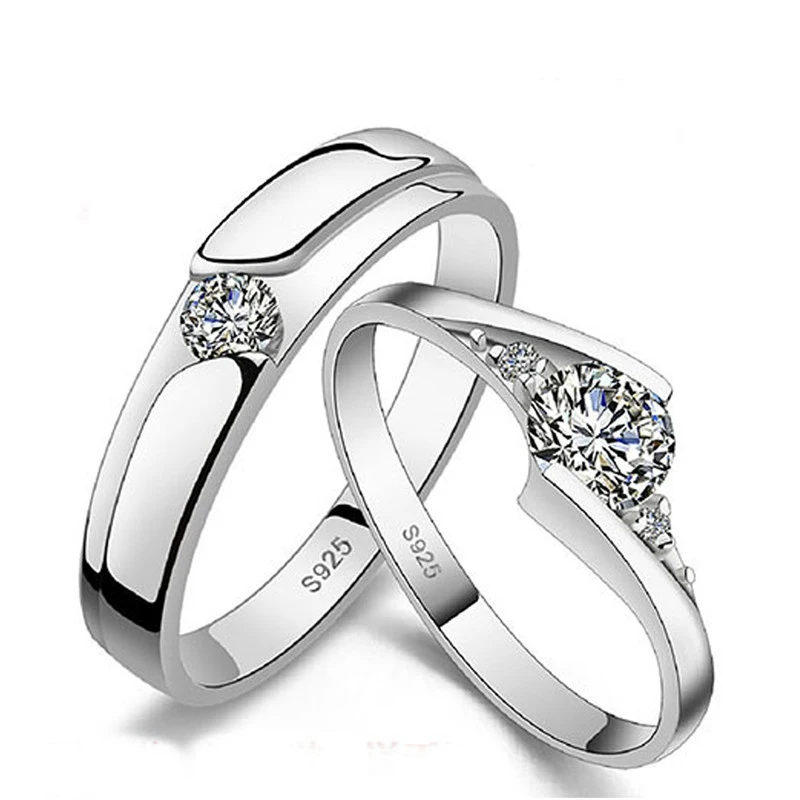 1 пара Корона кристалл Пара Кольца для мужчин и женщин свадебные Серебристые