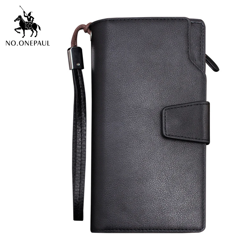 

NO.ONEPAUL Men's clutch bag style glossy leather retro buckle mobile phone bag multi-function large-capacity wallet
