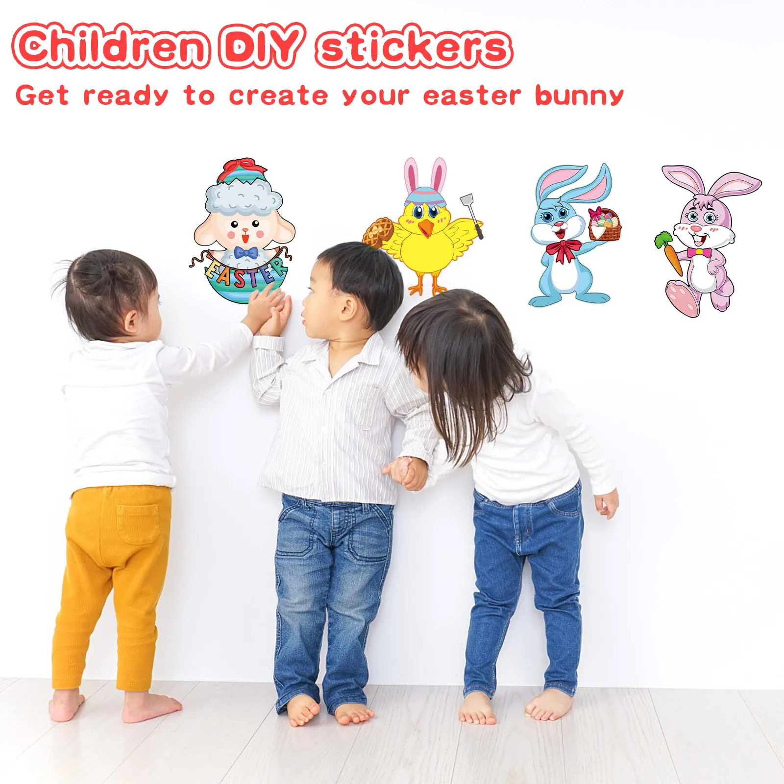 Пасхальные наклейки сделай сам 24 листа зайчик Цыпленок ягненок для детей малыши