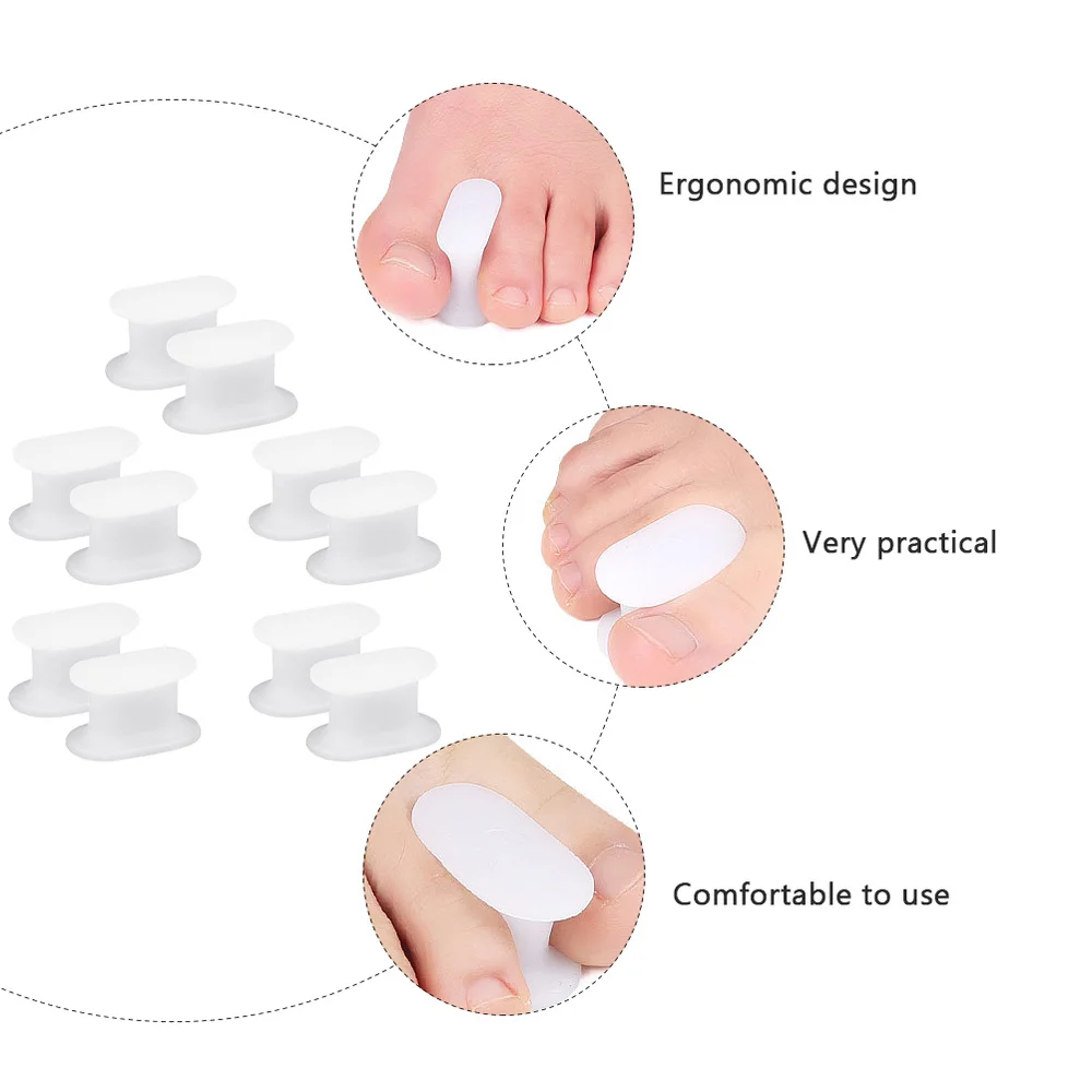 

5 Pairs Overlapping Toe Isolation Pad Big Toe Varus Valgus Toe Corrector (White)