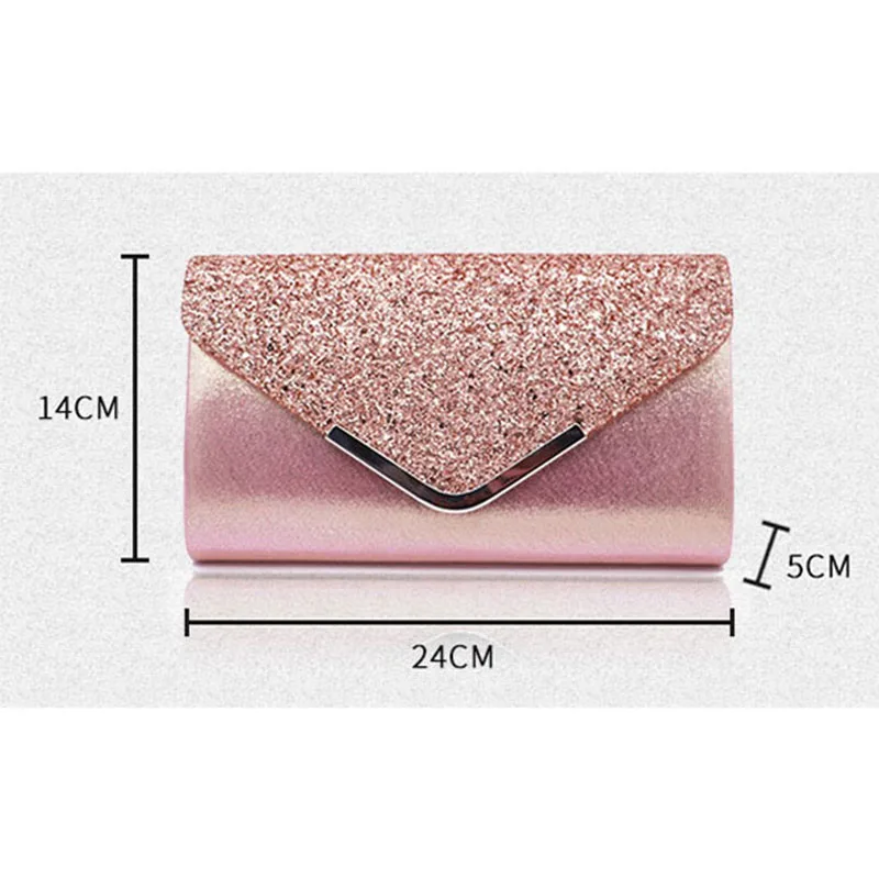 Женский клатч-конверт с золотой цепочкой сверкающие блестящие сумочки через