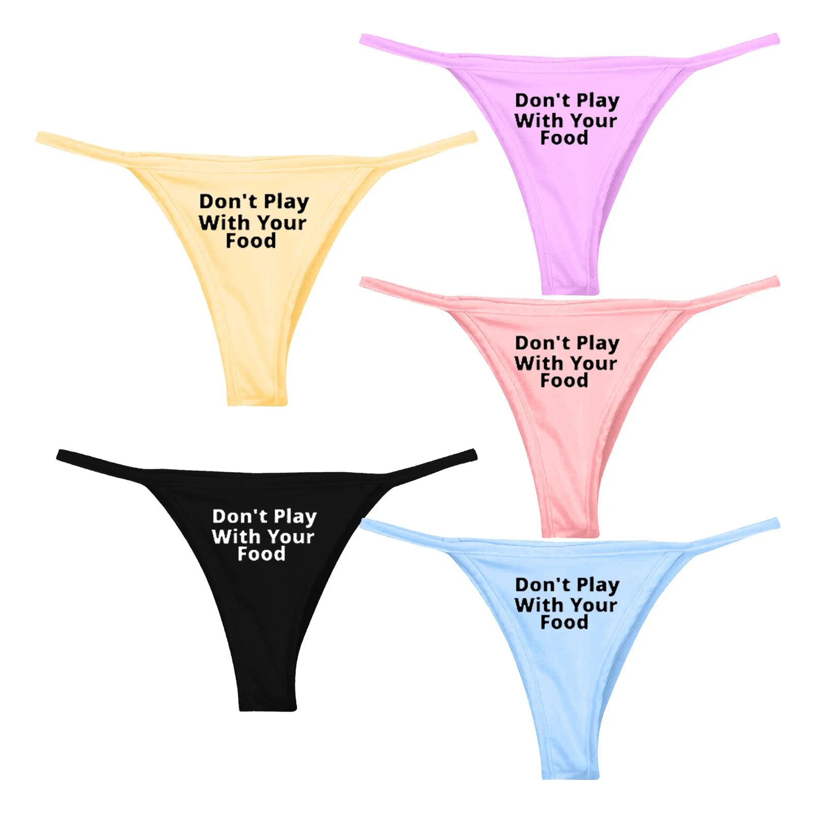 

5PCS Seamless Womens Underwear Letter Print Thong Ladies Sexy G String Panties Kawaii Lingerie Cotton Thong Fashion Bikini