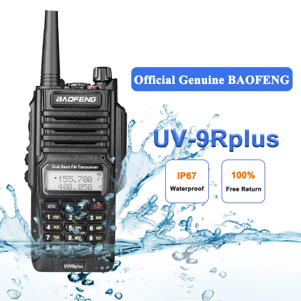 Baofeng Высокая мощность Двухдиапазонная UV-9R плюс VHF136-174 UHF400-520MHZ радиостанция водонепроницаемый Baofeng рация трансивер