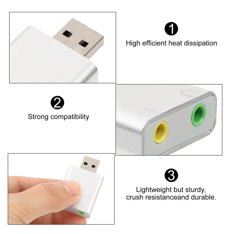 

7.1 USB Audio Adapter External Sound Cards with Headphone and Microphone Jack