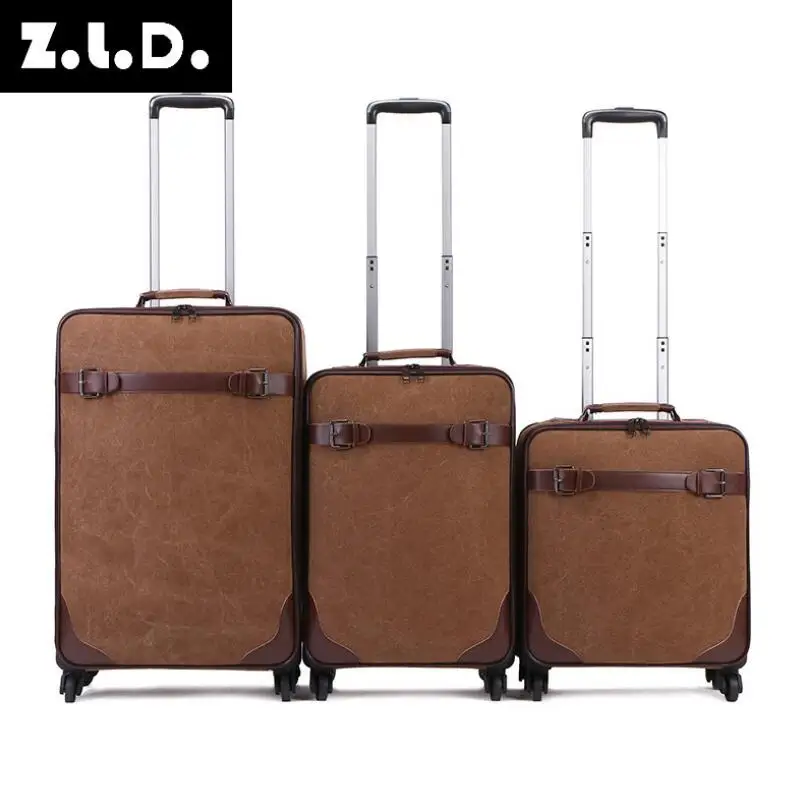 Canvas Travel Trolley Suitcase Rolling Luggage Suitcase Wheeled Baggage Bag 20 Inch Spinner Suitcase Travel Trolley Bags wheels