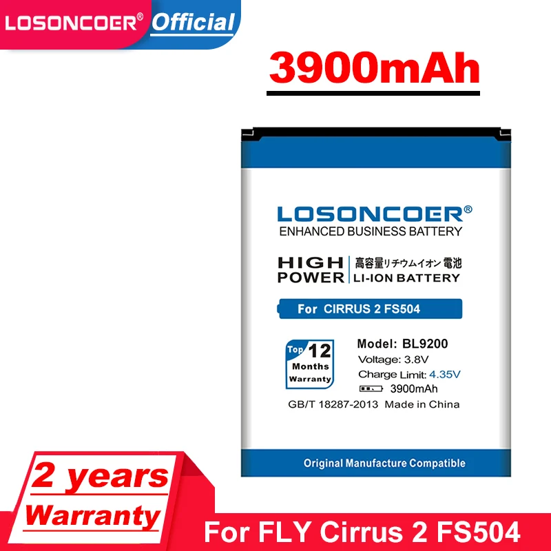 Аккумулятор LOSONCOER BL9200 BL 3900 высокой емкости 9200 мАч батарея для телефона FLY Cirrus 2 FS504
