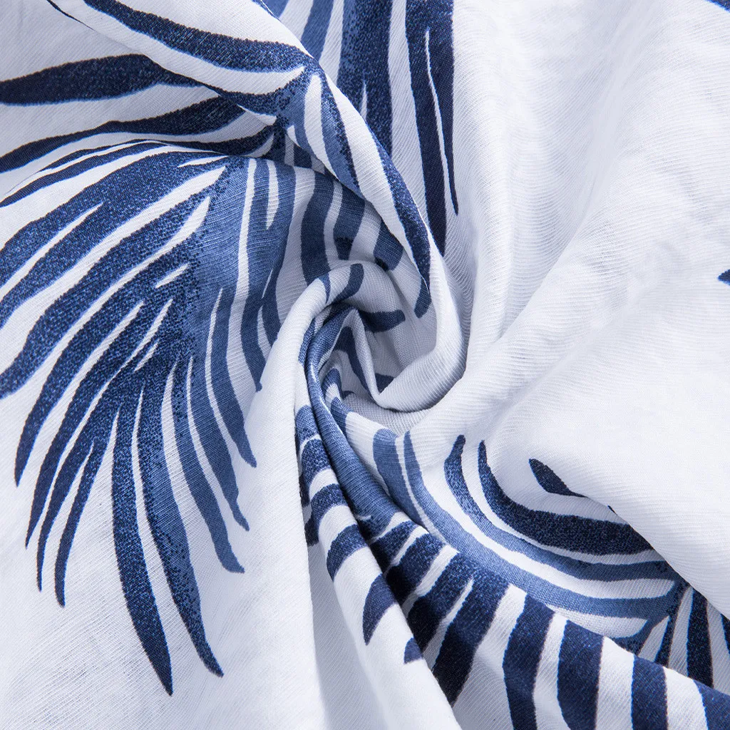 

2019 Summer New Fashion Men's New Short Sleeves Of Beach Wind Printing Cotton Short Sleeve Top Solid Chemise Homme Z0320