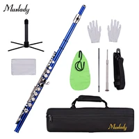muslady closed hole c flute 16 keys cupronickel nickel plated wind instrument with carry case flute stand gloves and accessaries