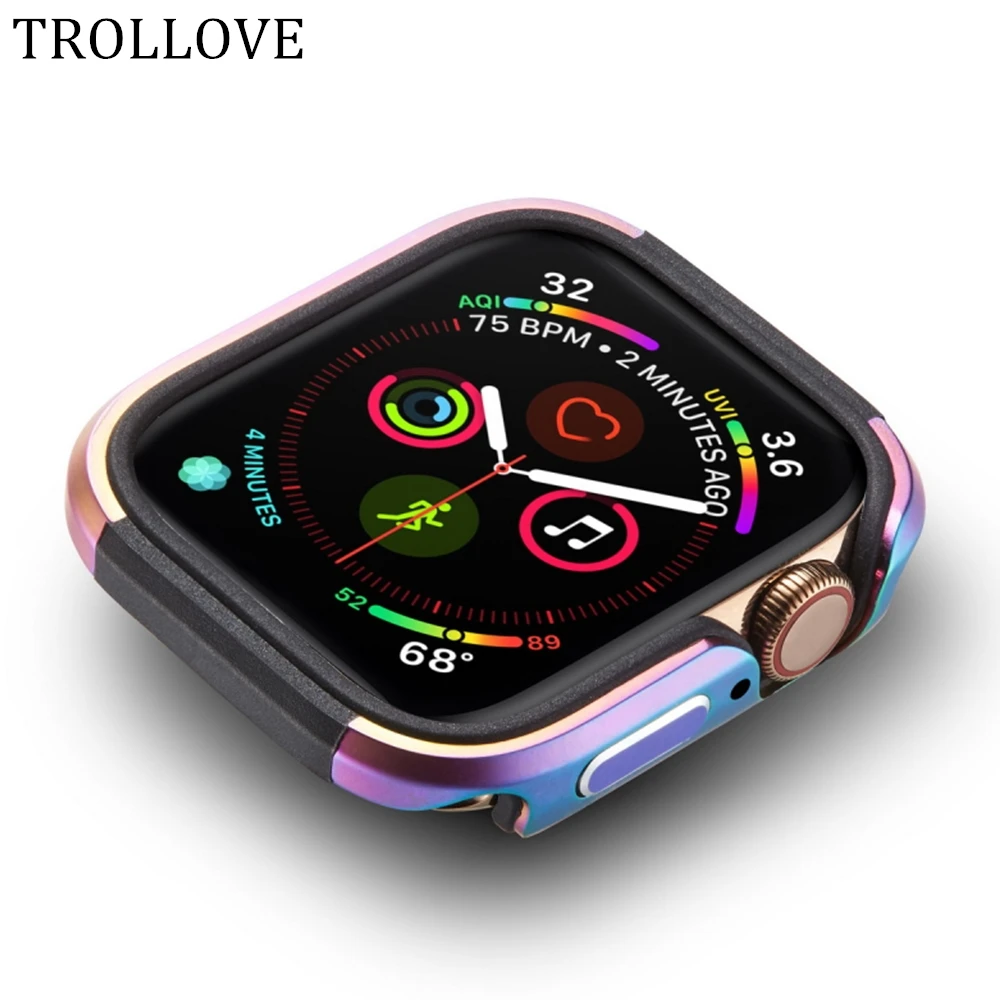Силиконовый+ металлический чехол из алюминиевого сплава для Apple Watch 4, 5, 40 мм, 44 мм, защитный бампер для iWatch 5, 4, 40, 44 мм, корпус