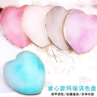 1pcs nail art resin heart shaped palette agate stone marble pattern japanese creative thickening phnom penh paint palette tool