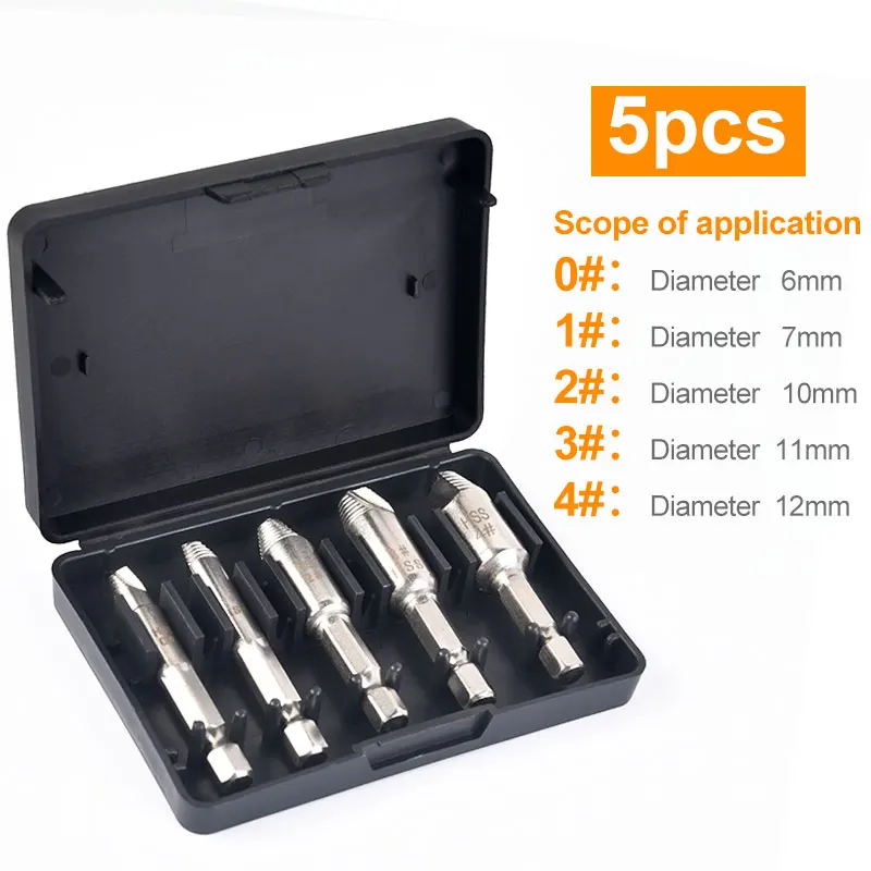 TRANVON Upgraded 5pcs/4pcs Double-Head Screw Extractor HSS Material Bolts Damaged Remove Hand Tools | Tool Sets