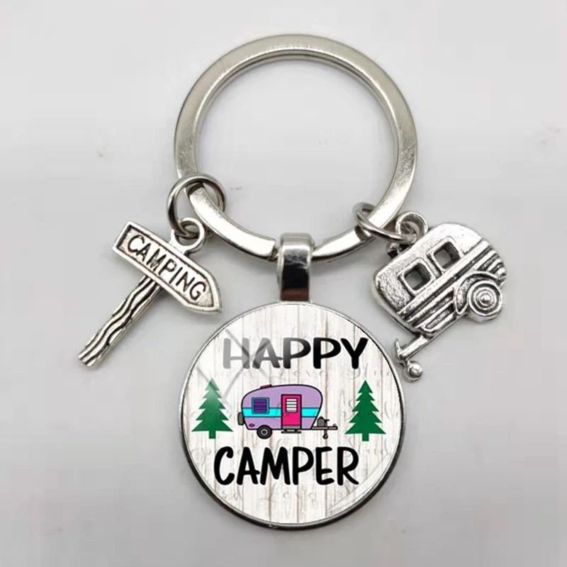 Счастливый Отдых милые туристический автомобиль я лагерь camper ключ дорожный знак