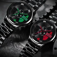 latest trend wheel mens quartz watch vacuum plating wheel style unique personality watch for men