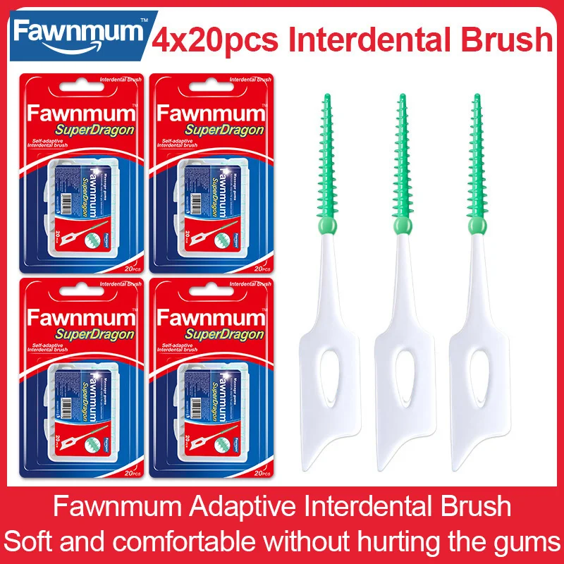 

Fawnmum 4x20Pcs Silicone Interdental Brush Clean Teeth Gaps Orthodontic Interdental brush Oral Care Soft Toothpicks For Massage