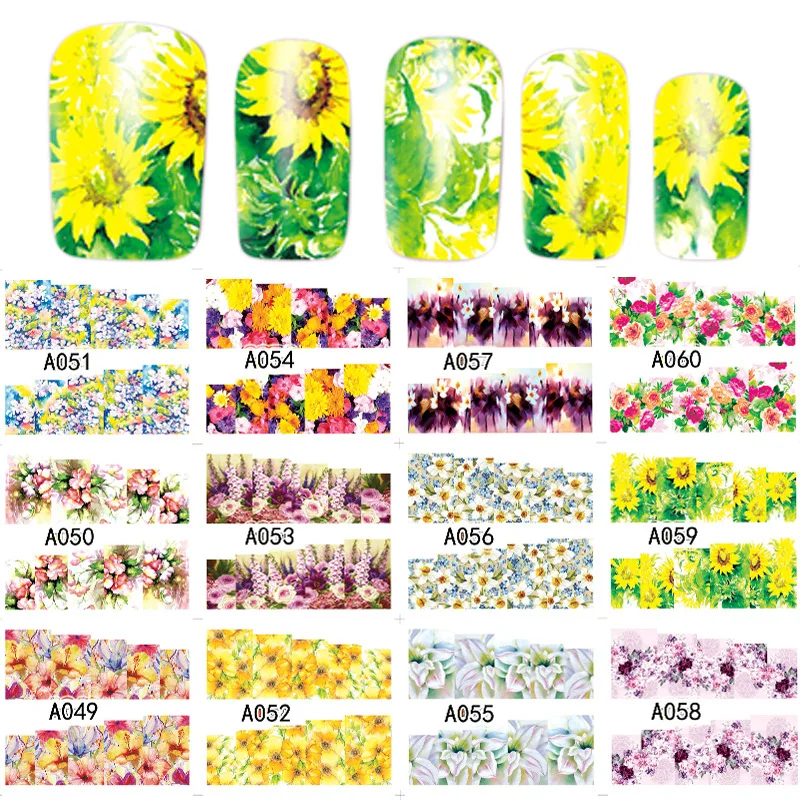 1 листа красочные воды переводная татуировка стикер искусства ногтя красоты