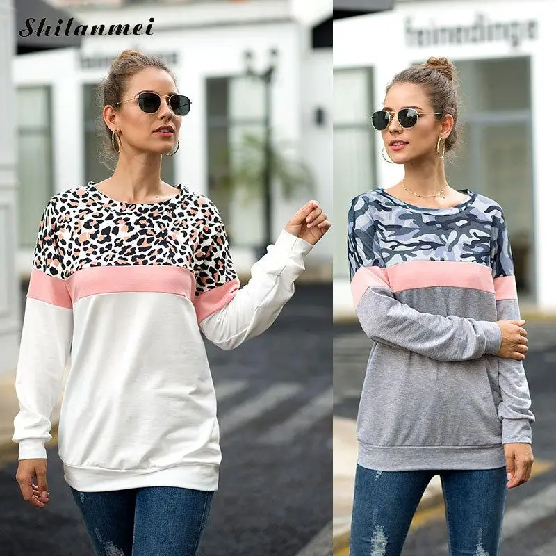 Толстовки с леопардовым принтом пуловеры женские толстовки Толстовка Harajuku