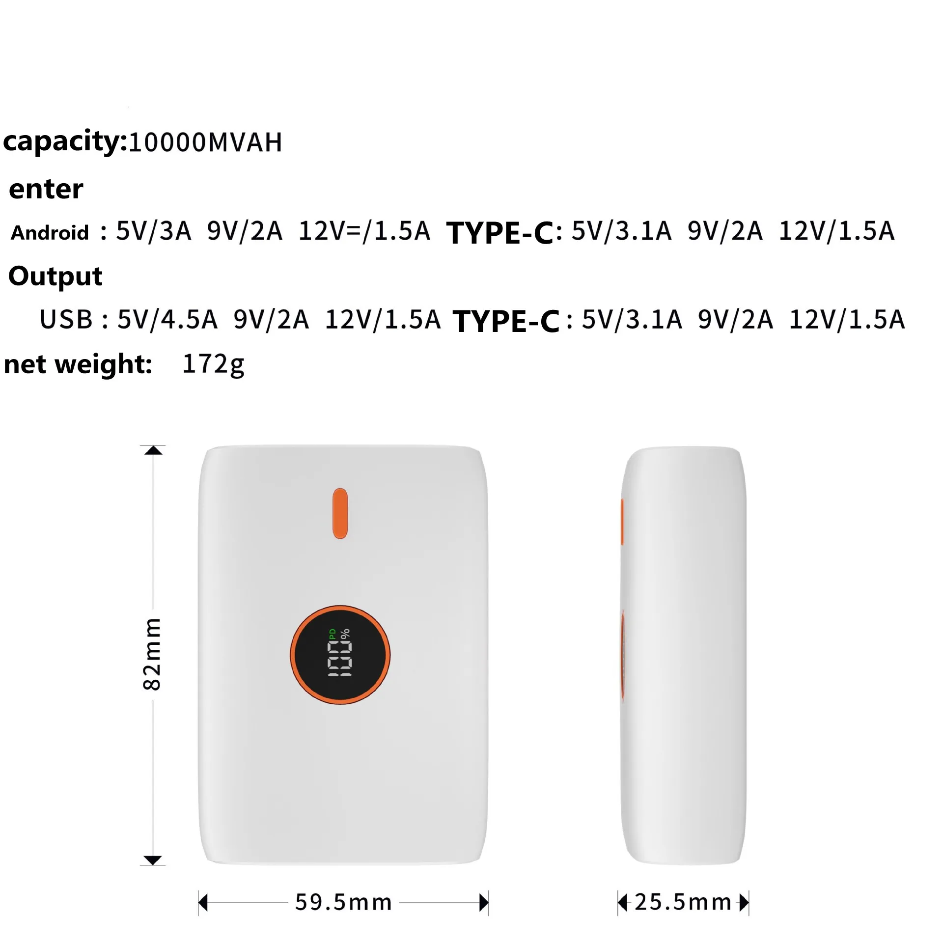 

Mini Power Bank QC3.0 22.5w Fast Charge PD18w Two-Way Fast Charge Powerbank External Battery Portable Charger Auxiliary Battery
