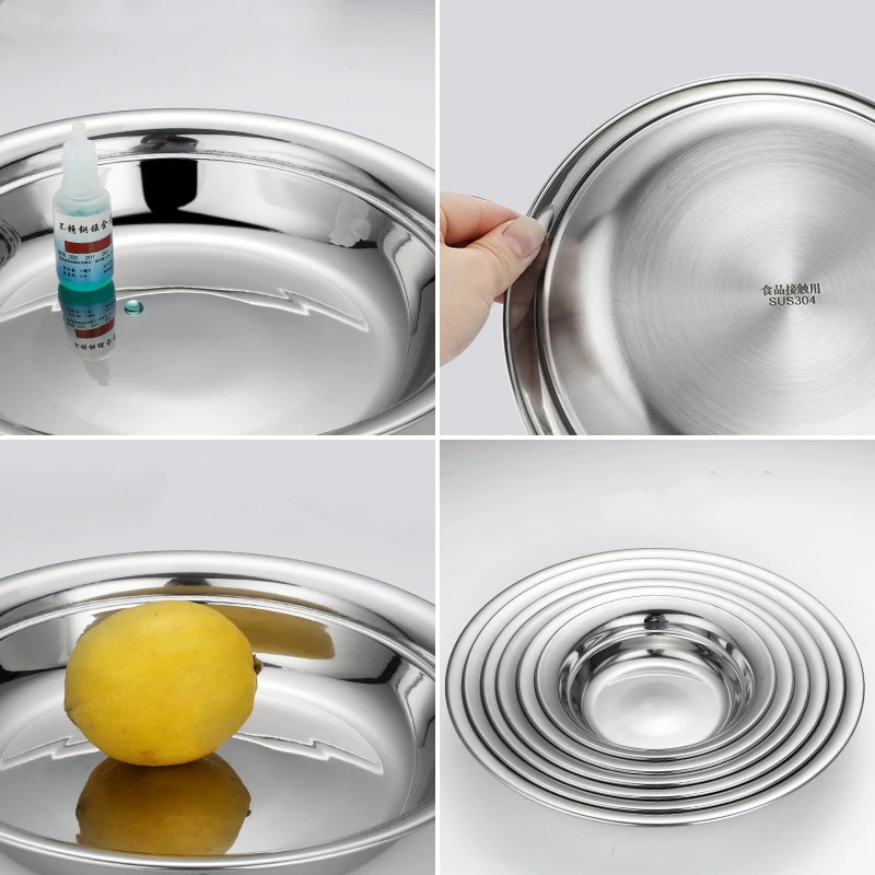 304 столовая тарелка из нержавеющей стали сервировочные тарелки миски для