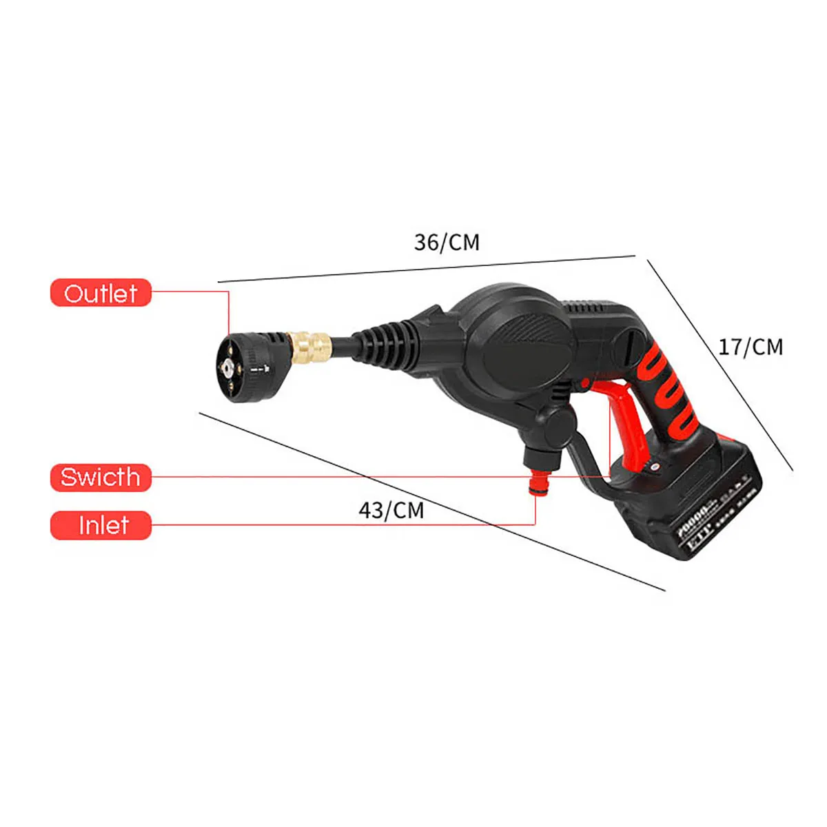 

21V Cordless High Pressure Car Washer Gun Handheld Auto Spray Powerful Car Washer Portable Wireless Garden Water Jet 2 Batteries