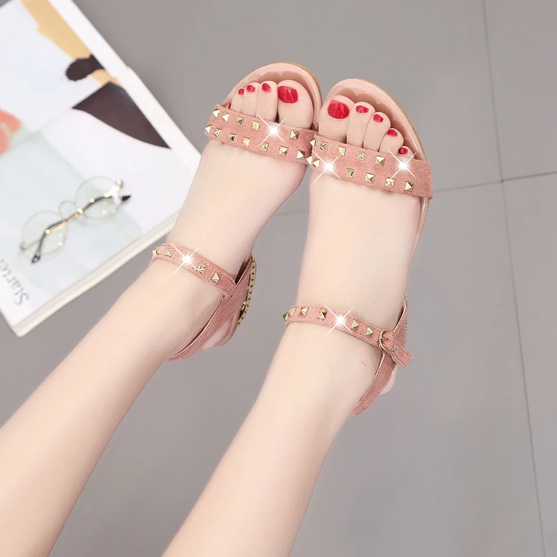 Сандалии женские с ремешком на щиколотке босоножки высоком каблуке обувь