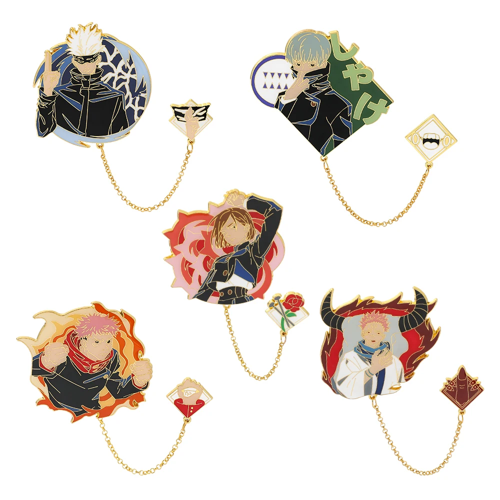 Эмалированные Броши juютсу Kaisen в форме булавки для одежды рюкзака воротника