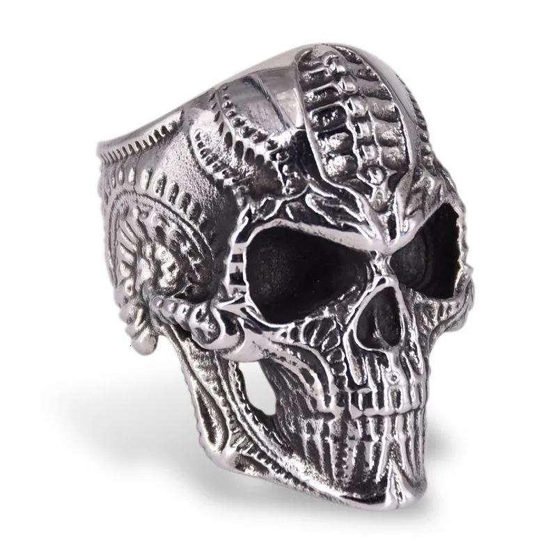Череп в стиле рок панк мужское кольцо хип хоп Нержавеющая сталь из страз особой