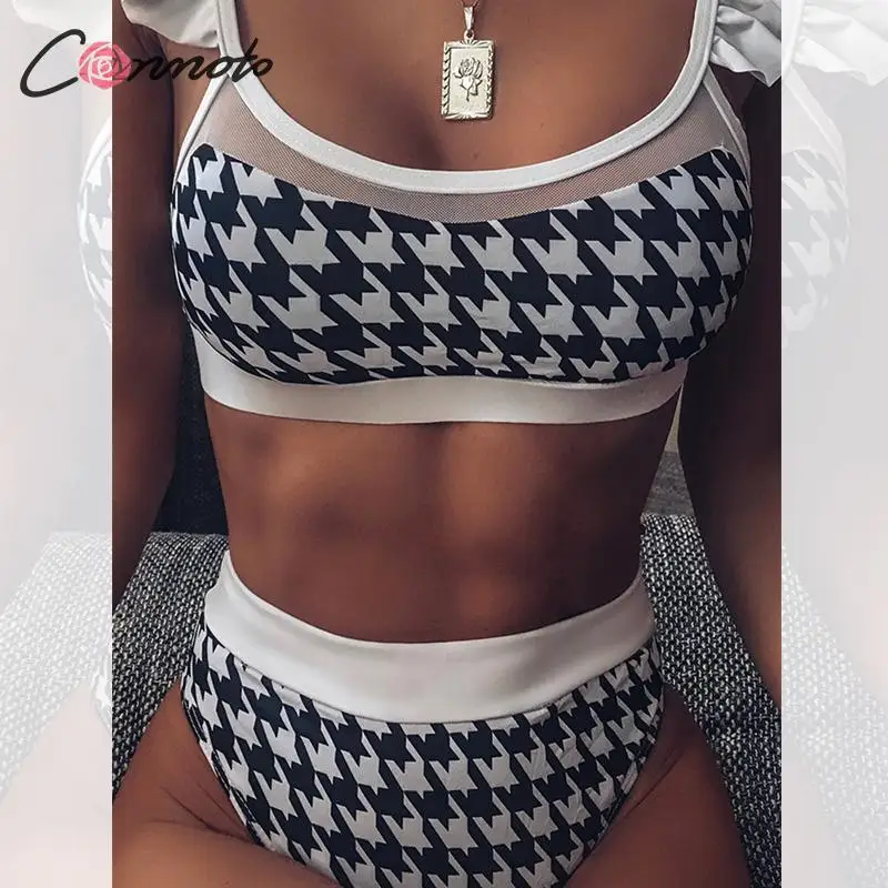 Купальник с высокой талией женский купальный костюм модный комплект бикини