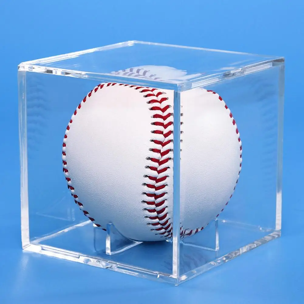 

Baseball Display Case Transparent Storage Durable Cube Baseball Show Box Dust-proof Smooth Surface Baseball Clear Square Holder