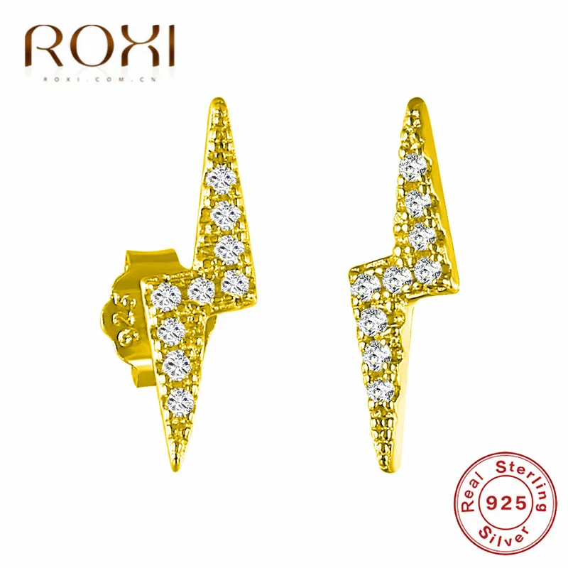 Женские серьги гвоздики в виде молнии из серебра 100% пробы|Серьги-гвоздики| |