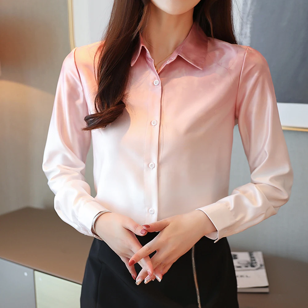 Женская шифоновая блузка с длинным рукавом Элегантная градиентного цвета