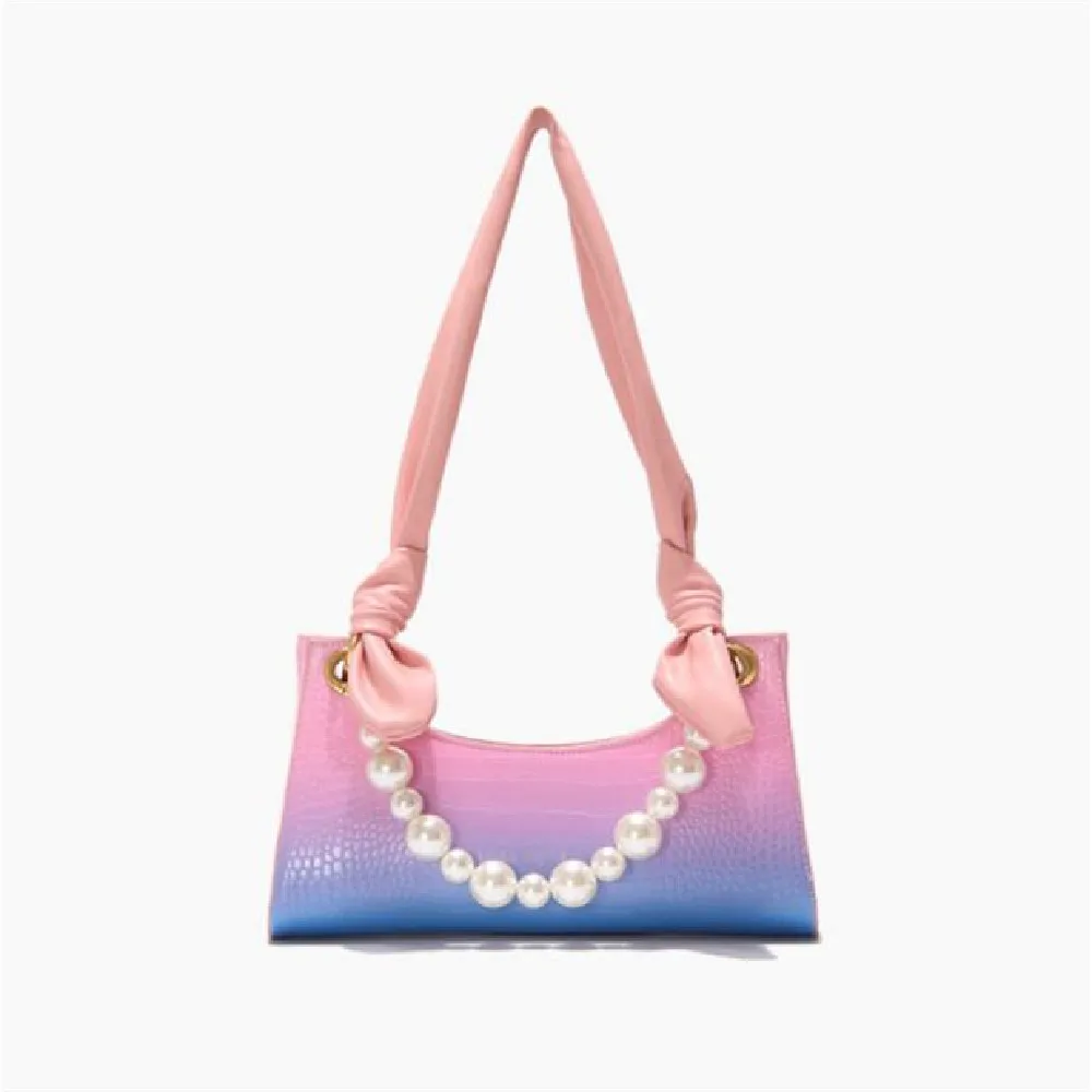 

Women's Bag New style shoulder Fashion alligator print quality underarm bag gradient beaded Elegant temperament baguette bag
