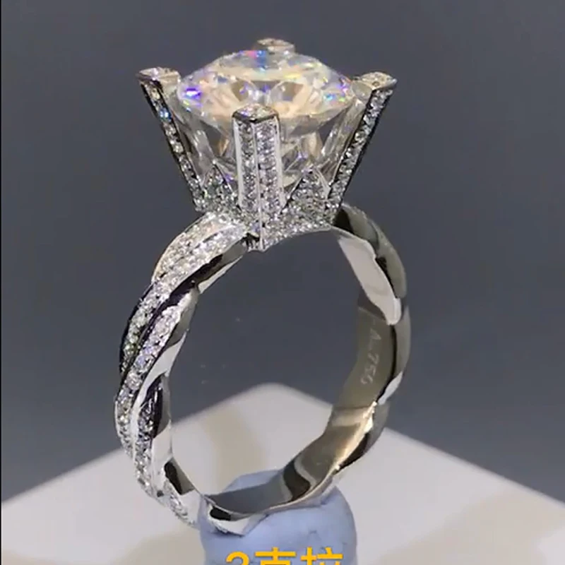 2 карат 18K Белое Золото Moissanite бриллиантовое кольцо W Cross Intersect роскошное Женское
