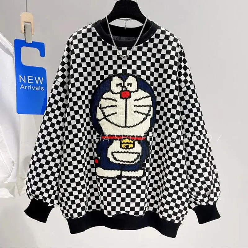 Новинка уличная одежда в стиле хип-хоп свитшот с вышивкой виде мультяшного кота