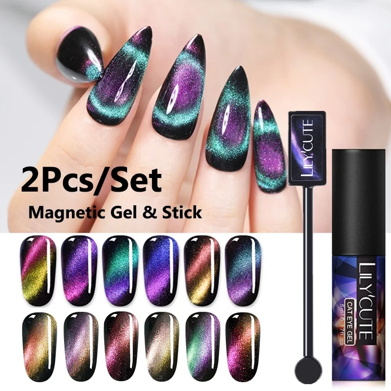 LILYCUTE 5 мл 9D Auroras кошачий глаз УФ-Гель-лак Хамелеон для использования с магнитом впитывающийся Гель-лак для нейл-арта DIY дизайн