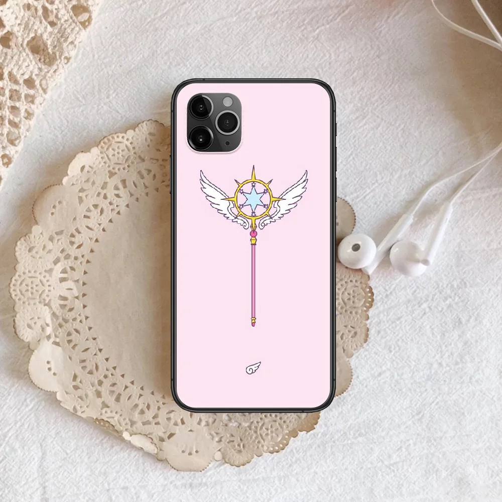 

Sakura Cute Pink Anime Phone Case Cover Hull For iphone 5 5s se 2020 6 6s 7 8 12 mini plus X XS XR 11 PRO MAX black Funda Luxury