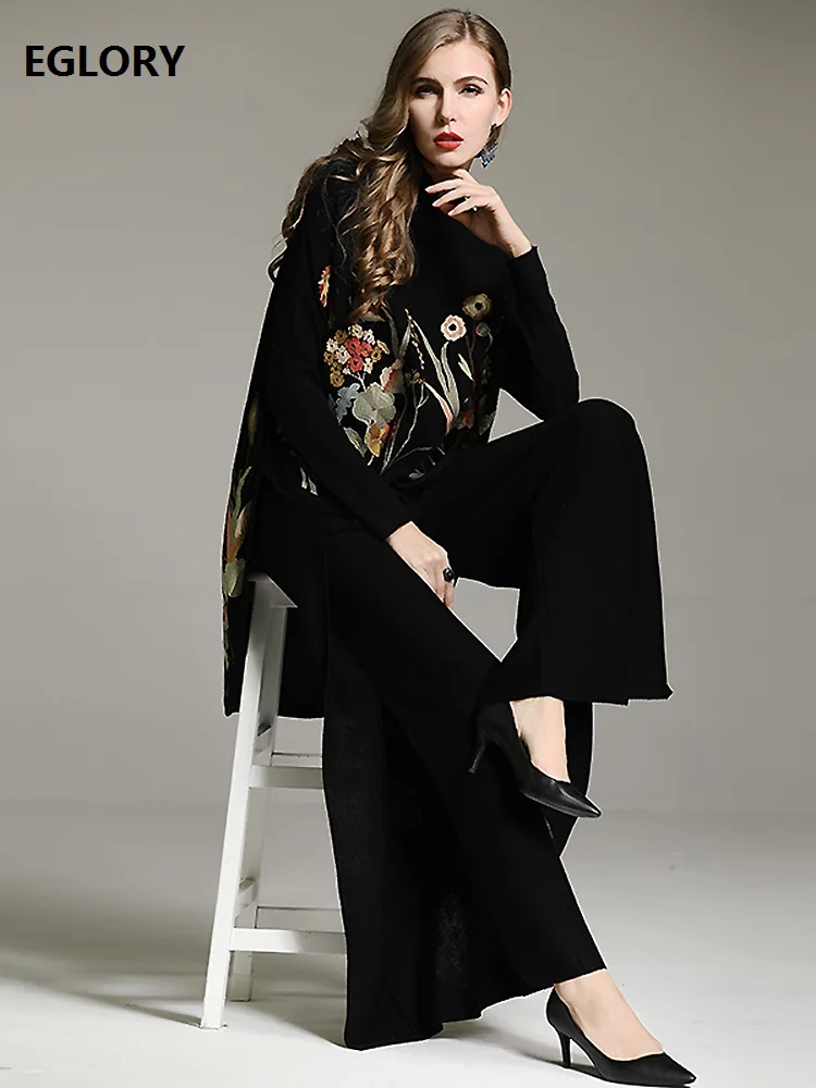 Топ класс дизайнерской одежды наборы 2019 Осень Зима Трикотаж женщин Роскошная